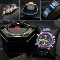 ราคา D ZINER นาฬิกาข้อมือ สายเลท ดิจิตอล เข็ม สองระบบ ไฟ จับเวลา ตั้งปลุก พร้อมกล่องเหล็กแบรนด์ฟรี (20690154192)