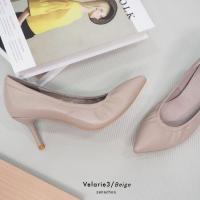 ราคา ทรงปกติ เปลี่ยนไซส์ได้ ไม่รับคืน Zenachoo Velarie3 สูง 3 นิ้ว Beige รองเท้าหนังแกะแท้ ใส่สวยมาก รองเท้าส้นเข็ม หัวแหลม (20041648299)