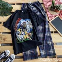 ราคา เซตเสื้อลายเท่ห์ๆ กางเกงสก๊อต (10186575932)