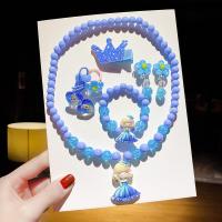 ราคา สร้อยคอเด็ก frozen ชุดสร้อยคอเครื่องประดับศีรษะต่างหูเด็กผู้หญิงเครื่องประดับผมมงกุฎเจ้าหญิงเครื่องประดับเอลซ่า (8605666233)