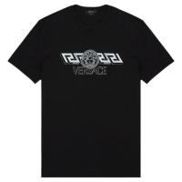 ราคา Versaceไฟฟ้าแรงสูงสำหรับผู้ชายเสื้อยืดผ้าฝ้ายแขนสั้นพิมพ์ลายคอกลม LOGO Huruf สไตล์ยุโรปและอเมริกา (18084051069)