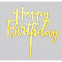 ราคา ป้ายปักเค้กวันเกิด ป้ายปักเค้กHBD อคิลิค ป้ายปักเค้กวันเกิดHBD สีทอง ส่ง6บาท (19088365936)