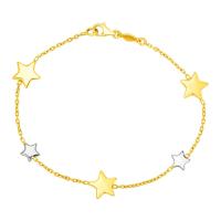 ราคา สร้อยข้อมือทองคำแท้ 14k ประดับดาวสีทูโทน 14k Two Tone Gold Bracelet with Polished Stars พรีออเดอร์ pre order ทัก chat ก่อนสั่ง (9880547031)
