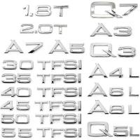 ราคา 3D ABS สำหรับ Audi A3 A4 A5 A6 A7 A8 Q3 Q5 Q7 Q8 A4L A6L A8L Q5L 1 8T 2 0T 3 0T V6T V8T 30 35 40 45 50 55 TFSI ด้านหลังรถด้านหลังตัวอักษร Emblem Badge สติกเกอร์โลโก้ (16550993719)