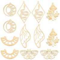 ราคา 1 Box 12Pcs 6 Style Tarot Style Real Stainless Steel Charms Moon Phase Charm Mushroom Charms for Jewelry Making Moth Snake Butterfly Wing Charm Earrings Necklace Supplies Adult Craft Golden (207621980