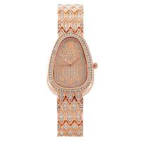 ราคา แฟชันนาฬิกาผู้หญิงเพชรสีทองเงินสแตนเลสสายเหล็กเคลื่อนไหวควอตซ์นาฬิกาข้อมือหน้าปัดกลมรูปร่างงูประดับเพชรเต็มสำหรับผู้หญิง (20604580261)