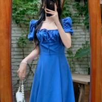 ราคา Missliu Fashio ชุดเดรสยาวสไตล์เซ็กซี่สไตล์ฝรั่งเศสชุดเดรสยาวสไตล์จีนชุดเดรสลายดอกไม้สีฟ้าคอสี่เหลี่ยมสวยงามสำหรับผู้หญิงใส่หน้าร้อน (19720604161)