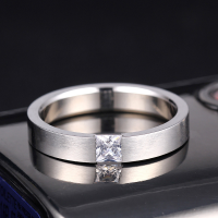 ราคา AVECON แหวนคู่ชายและหญิงยอดนิยม Frosted Diamond Ring Square Stainless Steel Diamond Ring (16899955415)