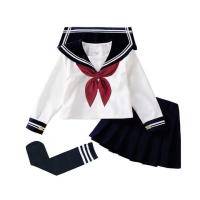 ราคา ชุดนักเรียนออร์โธดอกซ์ญี่ปุ่นสำหรับเด็กชุดเดรสกะลาสีสาวญี่ปุ่นชุดยาวแขนสั้นสีดำกระโปรงมีจีบน่ารักชุดสูทโรงเรียนชุดนักเรียน (19826398914)