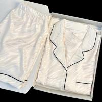 ราคา Uniqlo High quality new summer new ink painting ice silk cool womens pajamas womens summer short sleeved shorts silk home clothes two piece set original (19808500353)