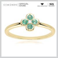 ราคา Gemondo แหวนทองคำ 9K ประดับมรกต Emerald และเพชร Diamond ทรงดอกไม้ล้อมสไตล์คลาสสิก (16760549969)