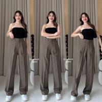 ราคา ส่งของจันทร์ พุธ ศุกร์ กางเกงขายาวทรงกระบอกกลางเอวสูงผ้าsodaแต่งเอวเข็มขัดคู่ใส่ทำงานได้ผ้าสวยทรงเป๊ะ (19943906923)