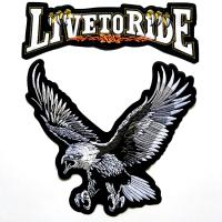 ราคา ซื้อคู่ถูกกว่า ตัวรีดขนาดใหญ่ติดหลังเสื้อ 2 ชิ้น Large 2PCs Live To Ride Hunting Upwing Eagle MC Biker Iron On Vest Jacket Patch (5803468192)