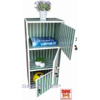 ราคา SPK SHOP ตู้ล๊อกเกอร์ ชั้นไม้ ตู้ไม้ 3 ชั้น เอนกประสงค์ รุ่น Box1 3 มีกุญแจพร้อมบานเปิดปิด กว้าง 42 ลึก 30 สูง 90 ซม สีลายลายเส้นสีเขียว (13339870722)
