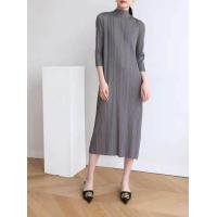 ราคา Miyakeเดรสอัดพลีทผู้หญิงฤดูร้อน ไตล์เกาหลี คอตั้ง แขนยาวเดรสใส่สบายๆ เดรสงานคุณภาพBasicเสื้อคอเต่า3 4แขนยาวAesthetic (6217176892)