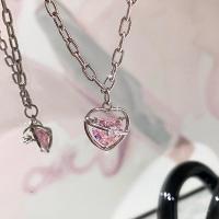 ราคา สร้อยคอจี้เพทายสีชมพูหวานแหวววยาว17ไมล์สร้อยคอรูปหัวใจติดกามเทพลูกศรสร้อยคอโชคเกอร์เครื่องประดับสำหรับแฟนสาว (20970633551)
