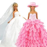 ราคา สินค้าใหม่แฟชั่นบาร์วา ชุดเสื้อผ้าอุปกรณ์ตุ๊กตา ชุดเดรสแต่งงานหางท่อสีขาว ผ้าคลุมหน้า ชุดเดรสเค้กสีชมพู หมวกสำหรับตุ๊กตาบาร์บี้เจ้าหญิง Kado Ulang Tahun เด็กผู้หญิง (20800195198)