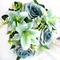 ราคา ช่อดอกโบตั๋นดอกไม้ผ้าไหมดอกโบตั๋นปลอมพร้อมช่อดอกลิลลี่เทียมลิลลี่สำหรับบ้านโต๊ะงานแต่งงานของตกแต่งสำนักงานถือดอกไม้ (20524348830)