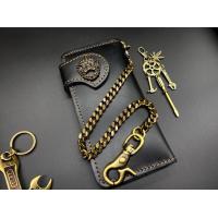 ราคา กระเป๋าสตางค์หนังแท้กับชุดโซ่ทองเหลือง กระเป๋าใบยาว กระเป๋าวินเทจ หนังวัวแท้ สีดำ โซ่ทองเหลืองแท้ พวงกุญแจ 02 (1860354547)