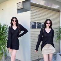 ราคา Morgan minidress มี2 เนื้อผ้า มินิเดรสคอวี ผ้านุ่ม ไม่หนาไม่บางกำลังดี สาวอวบใส่ได้ (21050877387)