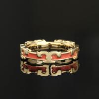 ราคา Tory Burch Simple Gold Ring Women S Jewelry Enamel Setting Texture Girls Gift high quality (17110193532)