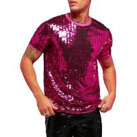 ราคา WDIRARA Mens Marble Print Glitter Mesh Sheer Short Sleeve Tee Top Round Neck T Shirt (19999280288)