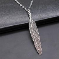 ราคา สร้อยคอจี้แฟชั่นวินเทจสีเงิน80X13mm ขนนกขนาดใหญ่สำหรับผู้หญิงผู้ชายเครื่องประดับสร้อยคอยาวอินเทรนด์ (19850647471)