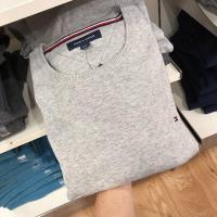 ราคา Tommy Tommy Man ชุดเสื้อคอกลมชายเสื้อสเวตเตอร์ถักสีล้วนเสื้อกันหนาวผ้าฝ้ายฤดูหนาว (19686080398)