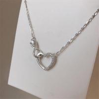 ราคา New 925 Sterling Silver Crystal Cross Heart Charm Necklace Creative Elegant Clavicle Chain Jewelry For Women Choker dz230 (11215621893)