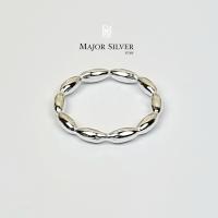 ราคา แหวนเงินแท้ 92 5 แหวนลายวงรีรอบวง แหวนแฟชั่น เท่ๆ เรียบๆ สไตล์มินิมอล แหวนเงินแท้ 100 Major Silver (6074366888)