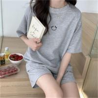 ราคา Uniqlo High quality new 2023 pajamas womens summer new short sleeved shorts pajamas simple points can be worn outside waffle home service suit original (19832080588)