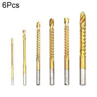 ราคา Drillpro เครื่องมือเซาะร่องงานไม้6ชิ้น3 8มม เคลือบไทเทเนียมสว่านไฟฟ้าหัวเจาะโฮสต์โลหะพลาสติก N3R2 (20505780326)