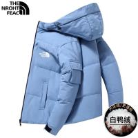 ราคา TheNorthFace ผู้ชายเสื้อขนเป็ดฤดูหนาวแบบสั้นหลวมหนา Hooded เป็ดสีขาวเสื้อขนเป็ด (17597064299)