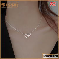 ราคา Sissi สร้อยคอกระดูกไหปลาร้าจี้รูปหัวใจกลวงสแตนเลสสร้อยคอหัวใจคู่ (20517879897)