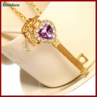 ราคา Bluelans เพชรเทียมหัวใจรักแฟชั่นของผู้หญิงมงกุฎกุญแจยาวเสื้อกันหนาวสร้อยคอเครื่องประดับ (19325037432)