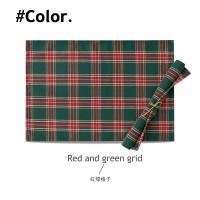 ราคา คริสต์มาสสีแดงและสีเขียวธงตารางบนโต๊ะอาหารตำแหน่งเสื่อฉนวนกันความร้อนเสื่อ Placemats ปีใหม่ผ้าผ้าปูโต๊ะรถไฟเหาะตกแต่งปีใหม่ (16945455149)