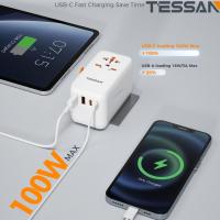 ราคา 100W GaN Worldwide Travel Adapter with USB Type C Fast Charging Universal Power Adapter Type C Adaptor Universal Adapter Worldwide Travel Adapter All in one Outlet Adapter Converter SG USA to Europe U