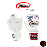 ราคา นวมชกมวย มวยไทย แบร์น Boxing Gloves TWINS SPECIAL FBGVL3 13 Flower White Designed for Training and Sparring (16958882858)
