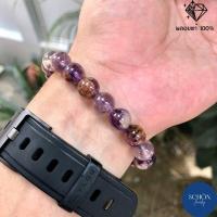 ราคา CCN โป่งข่ามอเมทิตส์ โป่งข่ามจอมนางขวัญ กำไลหิน กำไลข้อมือหิน แก้วจอมนางขวัญ คาค็อกซิไนท์ ธรรมชาติ 100 (14193450959)