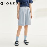 ราคา GIORDANO ผู้หญิง กางเกงขาสั้นลำลองบางเอวกึ่งยางยืดทอผ้าฝ้ายแท้จับจีบ Free Shipping 05403309 (18298986289)