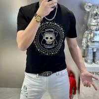 ราคา 2023 NEW2023ฤดูร้อนใหม่สไตล์ผู้ชายระดับไฮเอนด์แสงหรูหราแฟชั่นถนนสวมผ้าฝ้ายแท้แขนเสื้อยืดอินเทรนด์รอบคอพิมพ์เวอร์ชั่นยุโรปแบบสั้น (19761100233)