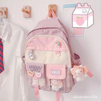 ราคา School Bag For Women Korean Version Of Harajuku Ulzzang High School Primary School Student Junior High School Student Contrasting Color Ins Cute Large Capacity Backpack (20452720937)