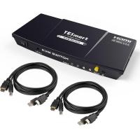 ราคา TESmart KVM Switch HDMI 2 Port 4K 60Hz RGB 4 4 4 Support EDID USB 2 0 Device Audio Out Multimedia Gaming Keyboard and Mouse HDMI KVM Switcher for 2 Computers Sharing 1 Monitor with 2 KVM Cables Black 