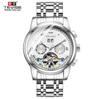 ราคา 2023 TEVISE นาฬิกาข้อมือสแตนเลสสำหรับธุรกิจนาฬิกาจักรกลข้อมือชายลมเองอัตโนมัติชายโครงกระดูกนาฬิกาชาย T9005C (20362992433)