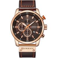 ราคา FANMIS Mens Leather Strap Watches Classic Casual Dress Stainless Steel Waterproof Chronograph Date Analog Quartz Watch Brown Rose (16036647538)
