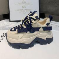 ราคา LAL New Women S Sports Single Shoes Round Toe Low Top Front Lace Up Platform Heel Women S Shoes Platform Shoes (16583990348)