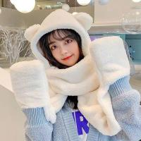 ราคา ชุดหมวกผ้าพันคอถุงมือขนแกะน่ารัก3 In 1สำหรับฤดูหนาวผ้าขนแกะอบอุ่นลำลองผ้ากำมะหยี่คอหมวกหมวกไหมพรมของเด็กผู้หญิงขนแกะลำลอง (21157295709)
