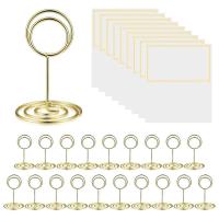 ราคา 20 Pcs Place Card Holders Table Number Holders Table Card Holders Gold Metal Wire Picture Photo Menu Memo Notes (20392421738)