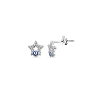ราคา Silver thai Jewelry ต่างหูสตั๊ด CZ Evil Eye ประดับดาว CZ Evil Eye stud earrings decorated with stars ต่างหูเงินแท้ ตุ้มหู ใส่่แล้วไม่แพ้ พร้อมส่ง (20536932222)