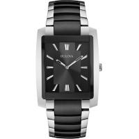 ราคา Bulova Mens Classic Two Tone Black Ion Plated Stainless Steel 2 Hand Date Quartz Watch Black Dial Style 98A117 (18241603024)